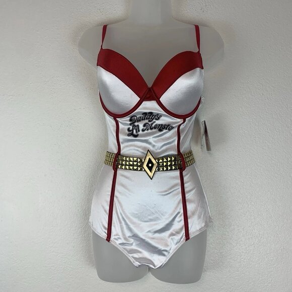 Suicide Squad Costume  Harley Quinn Bodysuit Belt Halloween Spencers - Picture 1 of 7